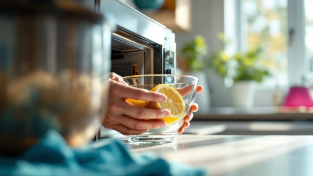 découvrez comment nettoyer et désodoriser facilement votre micro-ondes : chauffez un citron pendant 3 minutes et la vapeur élimine graisses et odeurs sans effort, ni produits chimiques.