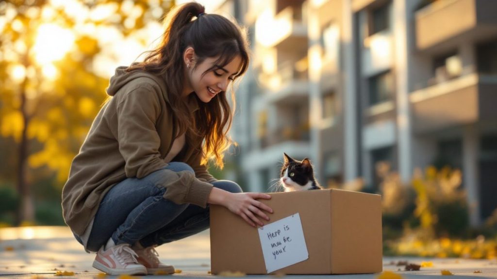 une étudiante retrouve son chat abandonné dans un carton devant sa résidence universitaire, accompagné d’un mot expliquant qu’il est interdit par le règlement. découvrez cette histoire émouvante et les réactions qu’elle a suscitées.